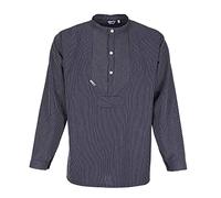 modAS Unisex Fischerhemd Finkenwerder H. Mück - Hemd Seemann Skipper Fischer-Hemd aus Baumwolle breit gestreift in Blau Größe Damen 40 / Herren 46
