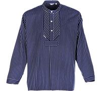modAS Unisex Fischerhemd Finkenwerder H. Mück - Hemd Seemann Skipper Fischer-Hemd aus Baumwolle breit gestreift in Blau Größe Damen 40 / Herren 46