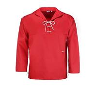 modAS Unisex Schlupfblouson Maritim mit Kordelschnürungen - Fischerhemd Uni mit Brusttasche in Rot Größe Damen 46 - Herren 52