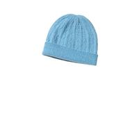 Modassori Damen Strick-Mütze Umschlagmütze Hellblau Angora Wolle Kashmir, Einheitsgröße mittelgroß, 23 cm breit, Kollektion 2025-2026