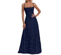 Modaworld Abendkleid Damen Lang, Brautjungfernkleider mit Floralem Jacquard, Lange Kleider für Hochzeit, Elegantes Spaghettiträger Ballkleid, Langes Kleid für Hochzeitsgast, Abschlusskleid Abiball