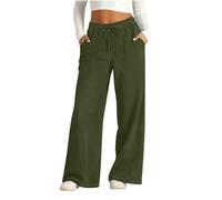 Modaworld Baggy Jeans Damen,Pull On High Waist Stretch Weites Lag Jeans,Cropped Straight Leg Jeanshose 7/8 Hose Sommer