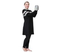 Modaworld Burkini Damen Muslim Langarm Lang Badeshirt+Badehose+Badekappe 3tlg Badeanzug Ganzkörper Bademode