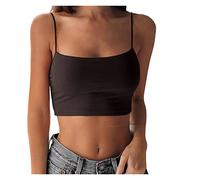 Modaworld Crop Tops Damen Bauchfrei Y2K Oberteil Spaghetti Cropped Blusetops Ärmellose Lässig Sommer Kurz Weiß Frauen Tank Top Trägertop Damentop Croptops