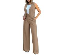Modaworld Damen Hosenanzug Elegant Business Anzug Blazer Hose 2-teilig Set Zweiteiler Slimfit Hosen + Weste Mode 2 Teiler Festlich Sportlich Streetwear Formal Festlicher Suit