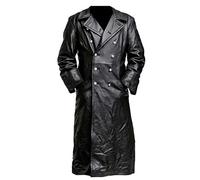 Modaworld Lange Mantel Herren Ledermantel Kunstleder Lederjacke Gothic Mittelalter Halloween-Kostüm Vampirjäger Bikerjacke Mantel Winterjacke