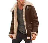 Modaworld Lederjacken Herren Mantel Echtes Leder Stehkragen Motorrad Militär Fliegerjacke Bomberjacke Gefüttert Motorradjacke Übergangsjacke Vintage Wasserdicht Winterjacke