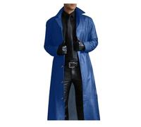 Modaworld Ledermantel Herren Lang Mittelalter Zweireiher Mantel Steampunk Gothic Jacke Vintage Viktorianischen Cosplay Kostüm Trenchcoat Herrenmantel Große Größe