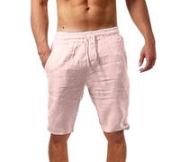 Modaworld Leinenhose Herren 3/4 Bermuda Shorts Herren Leinen 3/4 Kurze Hosen Herren Leicht Shorts Herren Übergröße Knielang Kurze Hosen Herren Über Knie Leinenhose Herren Kurz Sommer