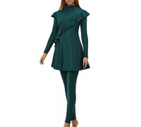 Modaworld Muslimische 3-TLG Schwimmanzug Damen Burkini - Full Cover Islamisch Badeanzug Mit rutschfest Hose & Kopftuch - Antichlor Strandwear Sport Schwimmanzug