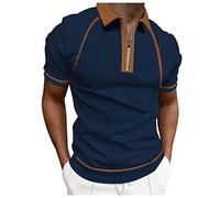 Modaworld T-Shirts Sommmer Herren Poloshirt mit Reißverschluss Business Revers T-Shirt Golf Tops Vintage Frühling Sommer Casual Kurzarmshirt Polohemd Regular Fit Freizeithemd