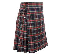 Modaworld Traditioneller Lederrock Kilt Herren Mode Schottischer Rock Männer Rock Utility Männlich Klassischer Retro Mittelalterliche Schottland Faltenröcke Spleiß Schottischer Kilt