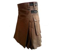 Modaworld Traditioneller Lederrock Kilt Herren Mode Schottischer Rock Männer Rock Utility Männlich Klassischer Retro Mittelalterliche Schottland Faltenröcke Spleiß Schottischer Kilt