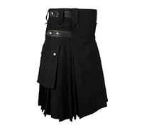 Modaworld Traditioneller Lederrock Kilt Herren Mode Schottischer Rock Männer Rock Utility Männlich Klassischer Retro Mittelalterliche Schottland Faltenröcke Spleiß Schottischer Kilt