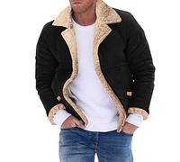 Modaworld Wildlederjacke Herren Mit Fell Hochwertiges Stehkragen Lederjacke Bomberjacke Lammfell Mantel Trucker Feldjacke