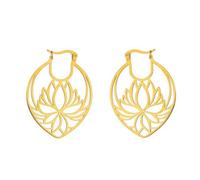 Mode Blume Lotus Creolen Ohrringe Edelstahl Boho Big Drop OhrringSchmuck Frauen