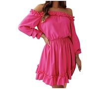 Mode böhmisches Kleid für Frauen elastische Taille Damenkleider einfarbig Spleißen Rock Swing A-Linie Kurze Kleider