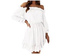 Mode böhmisches Kleid für Frauen elastische Taille Damenkleider einfarbig Spleißen Rock Swing A-Linie Kurze Kleider