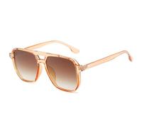 MUTYNE Mode Doppelte Brücken Quadratische Sonnenbrille Frauen Retro Nieten Dekoration Shades UV400 Männer Gradient Trending Sonnenbrille, Champagner Tee, Einheitsgröße