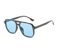 MUTYNE Mode Doppelte Brücken Quadratische Sonnenbrille Frauen Retro Nieten Dekoration Shades UV400 Männer Gradient Trending Sonnenbrille, Schwarz blau, Einheitsgröße