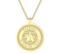 Mode-Halskette Mit Umriss Der Karte Von Florida Für Frauen Und Mädchen,Gravierter Trendiger Hip-Hop-Schmuck,Party-Schmuckgeschenke Von Florida,Halskette Mit Karte Von Florida Für Unisex,Gelb,5