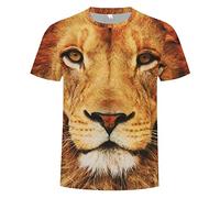 Mode Herren T-Shirts Löwenmuster 3D Druck T-Shirt Sommer Casual Hip Hop Tier Grafik T-Shirts Streetwear, Q-12308, XXL