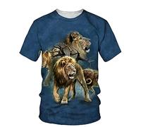 Mode Herren T-Shirts Löwenmuster 3D Druck T-Shirt Sommer Casual Hip Hop Tier Grafik T-Shirts Streetwear, Q-12302, XXL