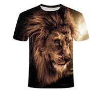 Mode Herren T-Shirts Löwenmuster 3D Druck T-Shirt Sommer Casual Hip Hop Tier Grafik T-Shirts Streetwear, Q-12317, XXL