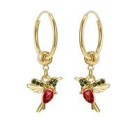 Mode Kristall Little Bird Gold Creolen für Frauen Mädchen niedlich blau rot Kolibri Tier Ohrringe ästhetische Party Schmuck Fashion