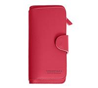 Mode Leder Lange Einfarbig Reißverschluss Geldbörse Multi Card ID Tasche Damen Geldbörse Clutch Bag X Geldbörsen für Männer (Rot, Einheitsgröße)