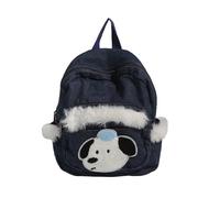 Mode Pelzige Spleißhöhlen Kleine Rucksack Cartoon Hund Applique Reißverschlüsse Daypack Casual School Tasche Für Frauen Und Mädchen Denims Rucksack