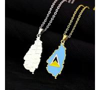 Mode Saint Lucia Insel Karte Flagge Anhänger Halskette Edelstahl Männer Frauen Karten Schmuck Geschenk