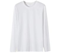 Mode Shirt Herren Jugend Klassisch Einfarbig Outdoor Hemd Leichte Casual Atmungsaktiv Langärmeliges T-Shirt B-White XL