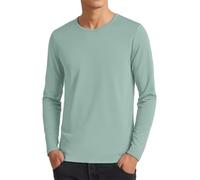 Mode Shirt Herren Jugend Klassisch Rundhals Langärmeliges T-Shirt Leichte Casual Atmungsaktiv Outdoor Hemd K-Bean Green M