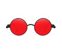 Mode Steampunk vintage Runde Sonnenbrille aus aus Kreis Rahmen Brille UV Schutz, sie ihre von kürzer- sichtbaren Rot