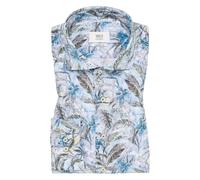 MODERN FIT Linen Shirt in blau bedruckt 42