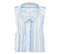 MODERN FIT Linen Shirt in grün gestreift 40