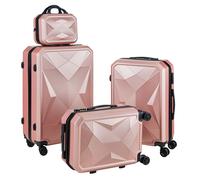 Modern Living Reisekofferset Diamond Rosegold, 4-teilig , Rosegold, 4-teilig , Roségold , Kunststoff , Struktur , Zahlenschloss, höhenverstellbarer Teleskopgriff, 360°-Rollensystem, Trolleyfunktion , 