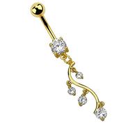 Bauchnabelpiercing ADELIA´S "Piercing - Bauchnabelpiercing Pewter Banane Stein", klar, Piercings, Damen, Banane mit Stein, 32 mm Länge, 1,6 mm Stärke, Pewter (48552027-0) klar