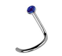 Modern Nature Piercing-Schmuck Titan Nasenpiercing, Nasenstecker mit Spirale und Stein in 2,2 mm dunkelblau, Stab 0,8 mm