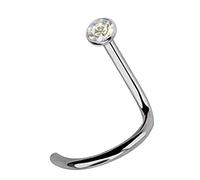 Modern Nature Piercing-Schmuck Titan Nasenpiercing, Nasenstecker mit Spirale und Stein in 2,2 mm multiklar, Stab 0,8 mm