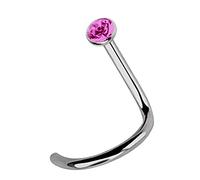 Modern Nature Piercing-Schmuck Titan Nasenpiercing, Nasenstecker mit Spirale und Stein in 2,2 mm pink, Stab 0,8 mm