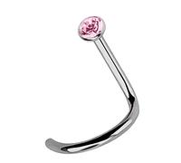 Modern Nature Piercing-Schmuck Titan Nasenpiercing, Nasenstecker mit Spirale und Stein in 2,2 mm rosa, Stab 0,8 mm