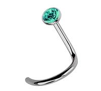Modern Nature Piercing-Schmuck Titan Nasenstecker Spirale 1,0 mm mit Stein in 2,5 mm, grün-türkis