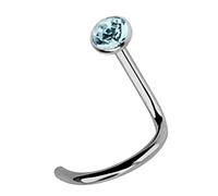 Modern Nature Piercing-Schmuck Titan Nasenstecker Spirale 1,0 mm mit Stein in 2,5 mm, hellblau-türkis
