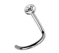 Modern Nature Piercing-Schmuck Titan Nasenstecker Spirale 1,0 mm mit Stein in 2,5 mm, klar