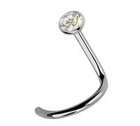 Modern Nature Piercing-Schmuck Titan Nasenstecker Spirale 1,0 mm mit Stein in 2,5 mm, multiklar