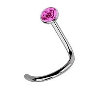 Modern Nature Piercing-Schmuck Titan Nasenstecker Spirale 1,0 mm mit Stein in 2,5 mm, pink