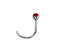 Modern Nature Piercingschmuck 1 x Titan Nasenstecker mit Spirale und 2,5 mm Zirkoniakugel in rot, Stab 0,8 mm