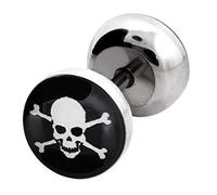 Modern Nature Piercingschmuck Ohrpiercing Schmuck Stecker, Fake Plug, Flesh Tunnel mit Totenkopf, Stab in 1,2 mm